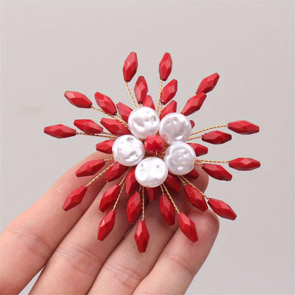 Stylish Snowflake Brooch Pin - Sophisticated Fashion Accessory for Women, Made of Alloy & Resin, Great Gift Option for Her