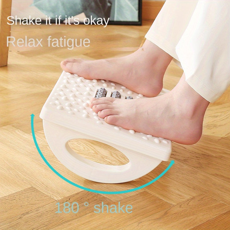 White Ergonomic Foot Rest with Non-Slip Plastic Footstool and Shaker Function for Office, Home, or Sofa Use