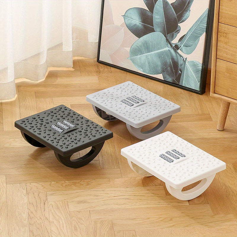 White Ergonomic Foot Rest with Non-Slip Plastic Footstool and Shaker Function for Office, Home, or Sofa Use