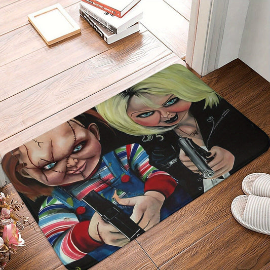 Chucky-Themed, Lightweight and Non-Slip Polyester Doormat, Machine Washable Indoor Floor Mat for Living Room Carpet Decoration – 59.94 x 39.88 cm