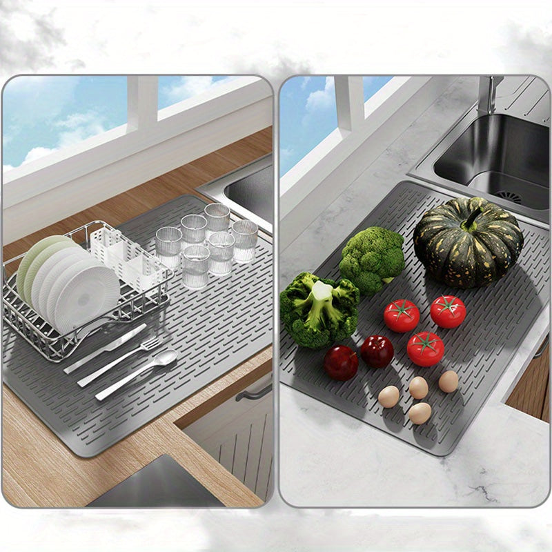 Extra Large Silicone Electric Stove Top Cover Mat - 1 Piece, Foldable, Heat Resistant, Anti-Slip, Waterproof, Raised Edges for Glass Cooktop, Dish Drying Mat - Compatible with Refrigerator, Freezer, Oven