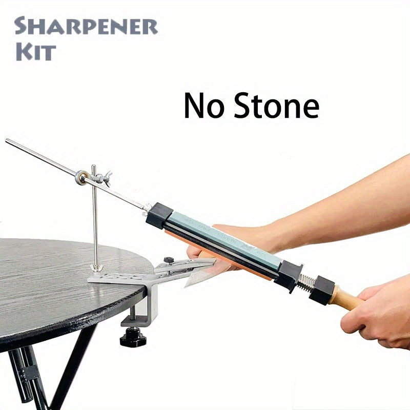 This knife sharpener is perfect for both home kitchens and restaurants. It features an adjustable fixed angle and secure bracket, ensuring precision sharpening every time. This manual sharpener requires no power and is constructed from durable metal for