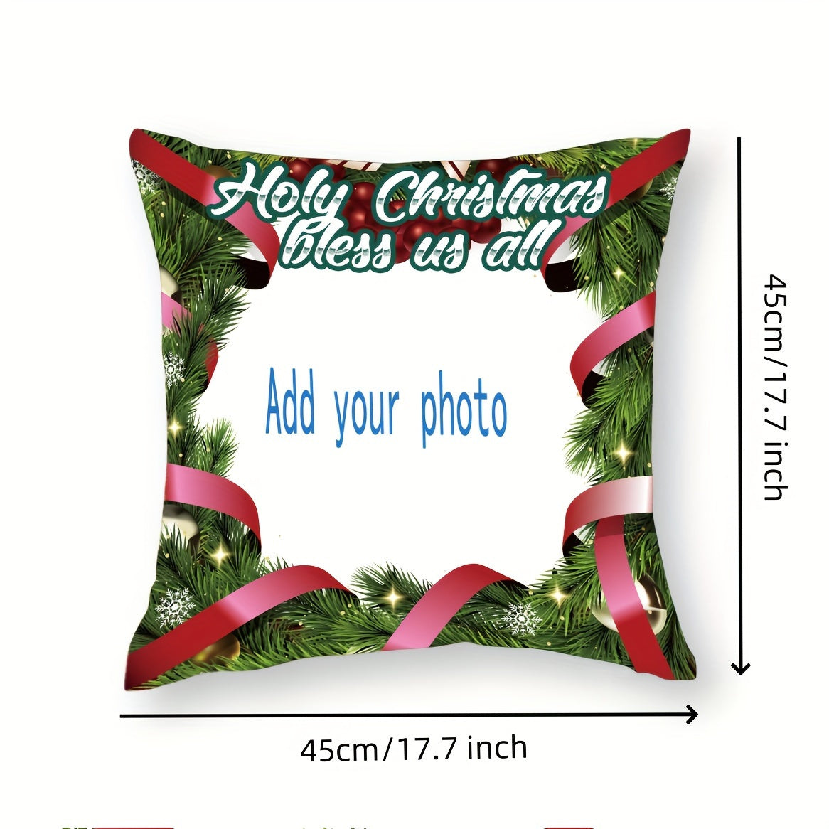 Customize your holiday decor with a personalized Christmas plush pillowcase! Add your own photo and design to create a one-of-a-kind piece that is sure to impress. This single-sided pillowcase is the perfect addition to your holiday decorations or makes