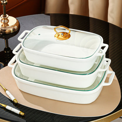 Elegant Ceramic Serving Tray with Lid - Perfect for Serving Soup, Sandwiches, and More - Great for Home Entertaining and Parties