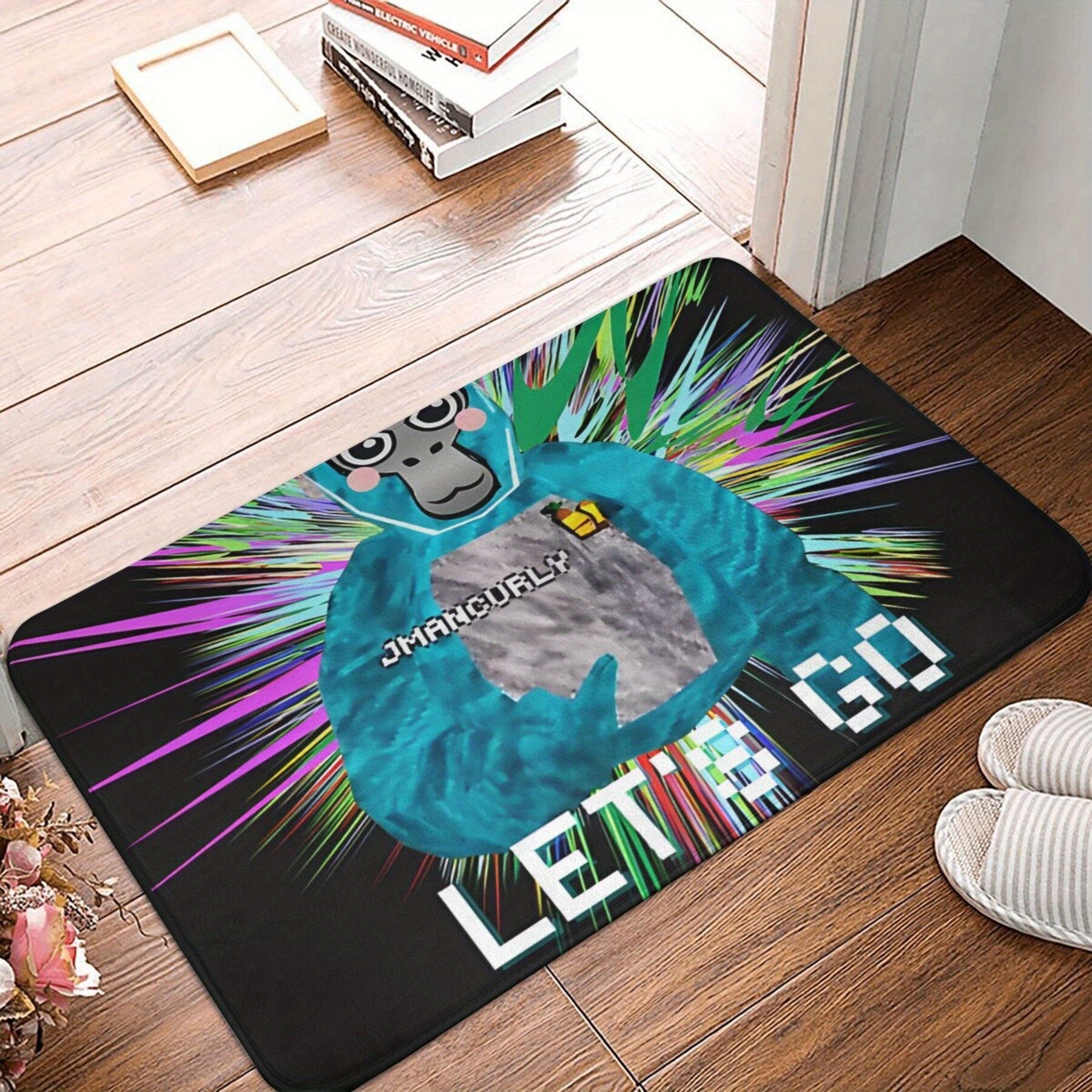 Flannel Gorilla 'Let's Go' Door Mat - Lightweight, Easily Washable Rug for Home Entrance Decor