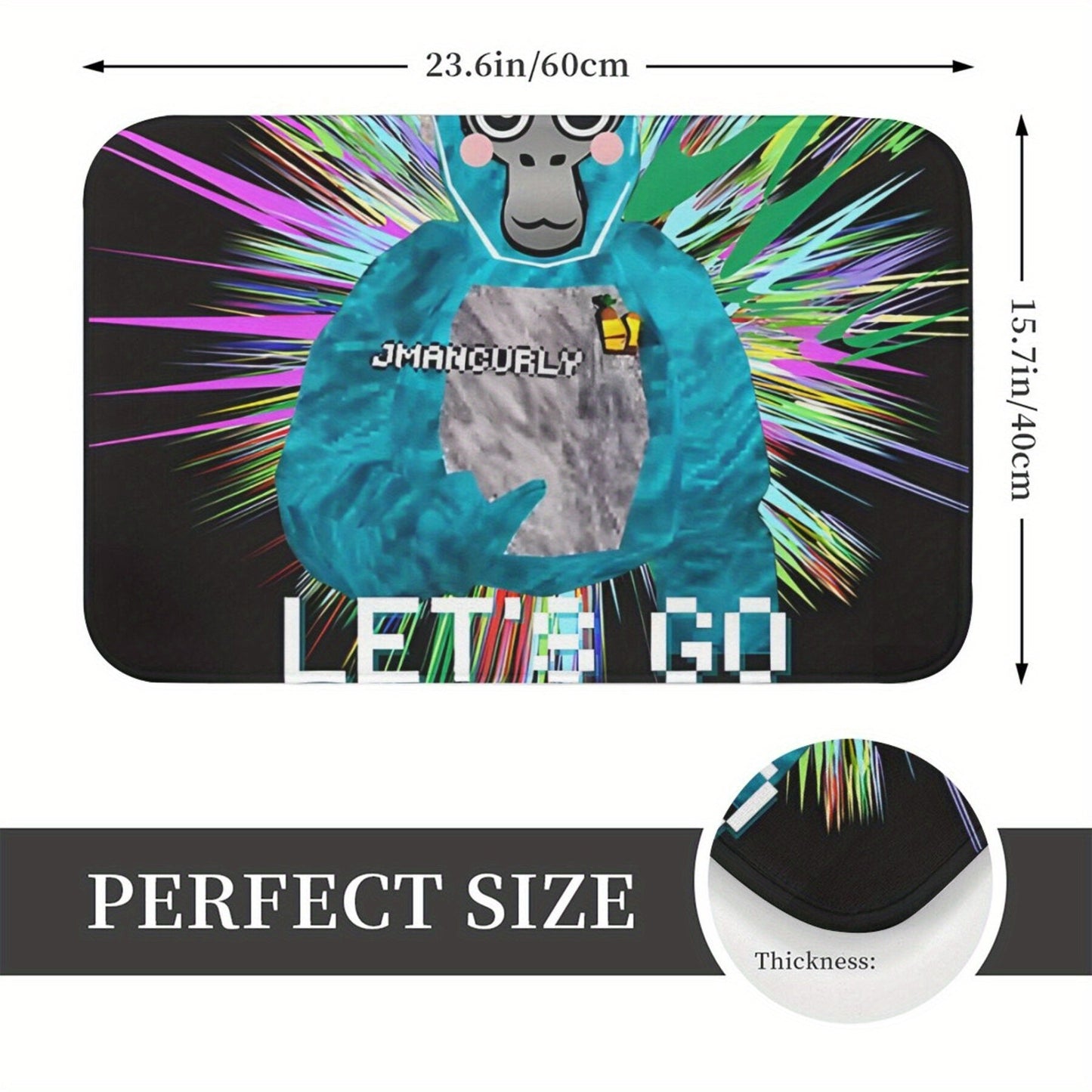 Flannel Gorilla 'Let's Go' Door Mat - Lightweight, Easily Washable Rug for Home Entrance Decor