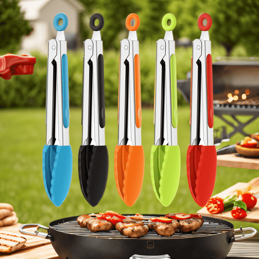 1 Mini Kitchen Tongs Set featuring Silicone Heads, Stainless Steel Non-Stick Tongs perfect for Salad, Grilling, Frying, and Cooking - Safe for Food Contact