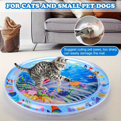 Interactive cat play mat with floating fish for indoor cats. No battery needed.