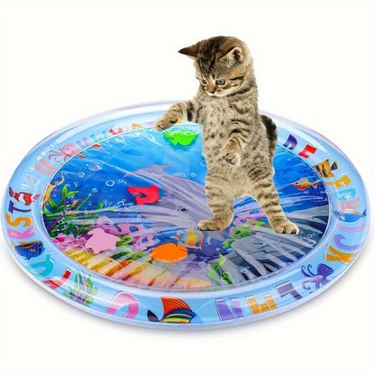 Interactive cat play mat with floating fish for indoor cats. No battery needed.