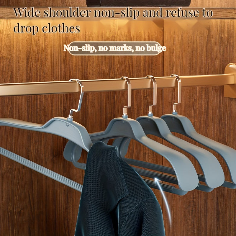 5 WongGirlWear non-slip coat hangers designed for men's suits and coats, made of durable grey PP material. Ideal for home and wardrobe use.