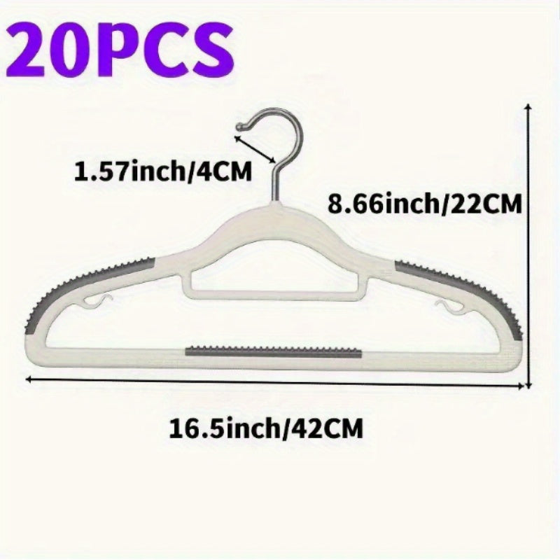 20pcs Non-Slip, Heavy-Duty Plastic Hangers for Coats & Jackets, Ideal for Home or Clothing Stores, Retail Display, Modern Look with Metal Hooks.