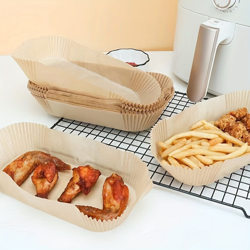 1-piece Non-Stick Rectangular Paper Air Fryer Liner - Convenient, Easy to Clean, Saves Space, Oven Safe, Disposable Basket Liner for Baking, Cooking, and Serving - Perfect Kitchen Tool for Home Cooks.