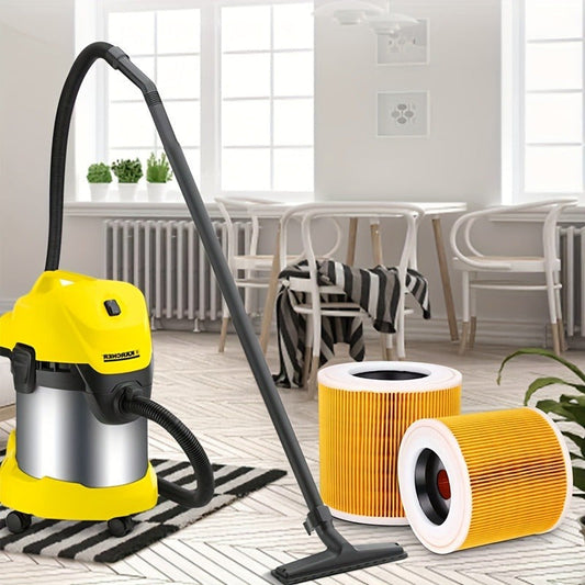 Совместимый сменный фильтр-картридж для пылесосов Karcher A 2204, 2254, 2101, 2201, WD2, WD3, MV2, MV3, WD2.200, WD3.500 P, WD 3.200 для влажной/сухой уборки - Изготовлен из моющегося пластикового материала, поставляется с 1-упаковкой насадки для пола.