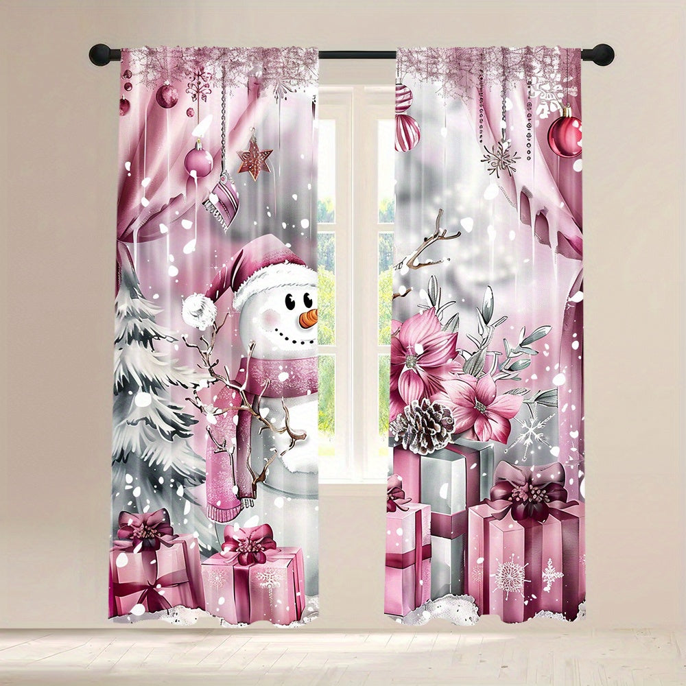 This listing includes a set of two red Christmas themed drapes with a rod pocket design. These digital print polyester window panels are perfect for decorating your living room, bedroom, study, or dining room. Suitable for the 14+ age group, these drapes