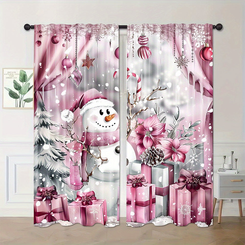 This listing includes a set of two red Christmas themed drapes with a rod pocket design. These digital print polyester window panels are perfect for decorating your living room, bedroom, study, or dining room. Suitable for the 14+ age group, these drapes