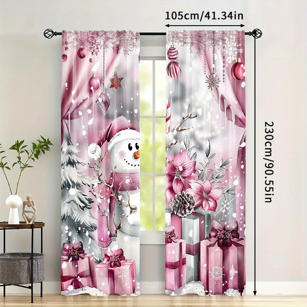 This listing includes a set of two red Christmas themed drapes with a rod pocket design. These digital print polyester window panels are perfect for decorating your living room, bedroom, study, or dining room. Suitable for the 14+ age group, these drapes