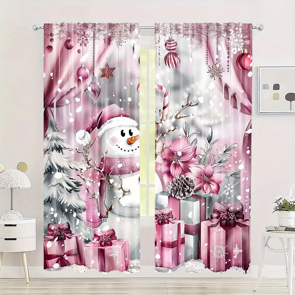 This listing includes a set of two red Christmas themed drapes with a rod pocket design. These digital print polyester window panels are perfect for decorating your living room, bedroom, study, or dining room. Suitable for the 14+ age group, these drapes