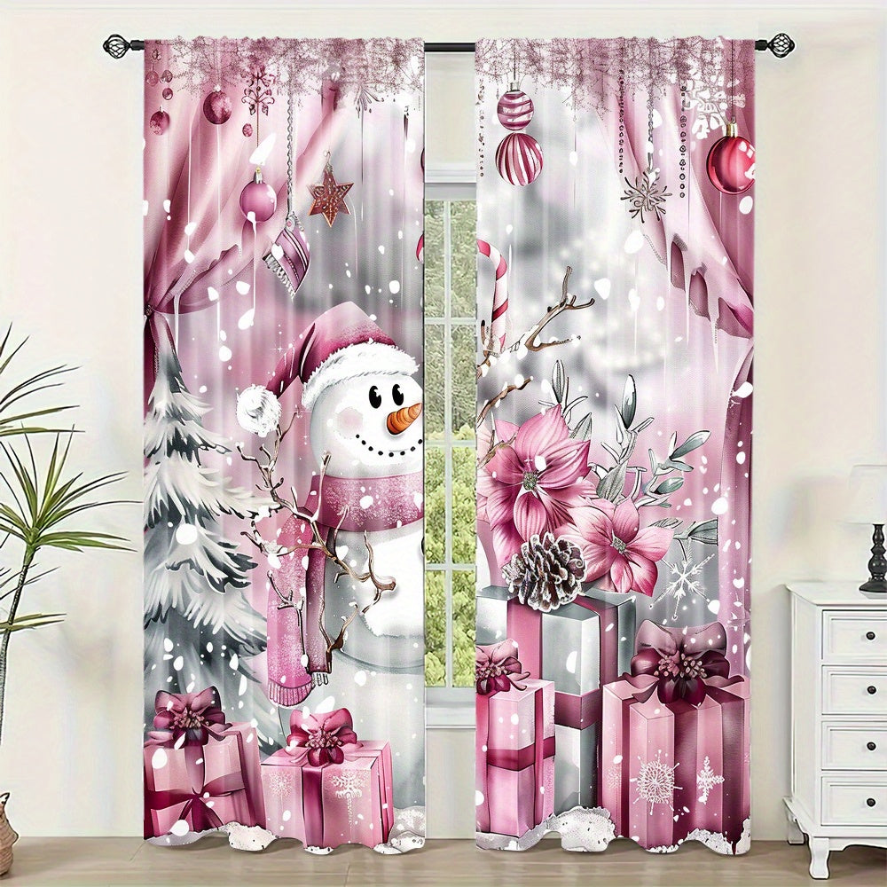 This listing includes a set of two red Christmas themed drapes with a rod pocket design. These digital print polyester window panels are perfect for decorating your living room, bedroom, study, or dining room. Suitable for the 14+ age group, these drapes