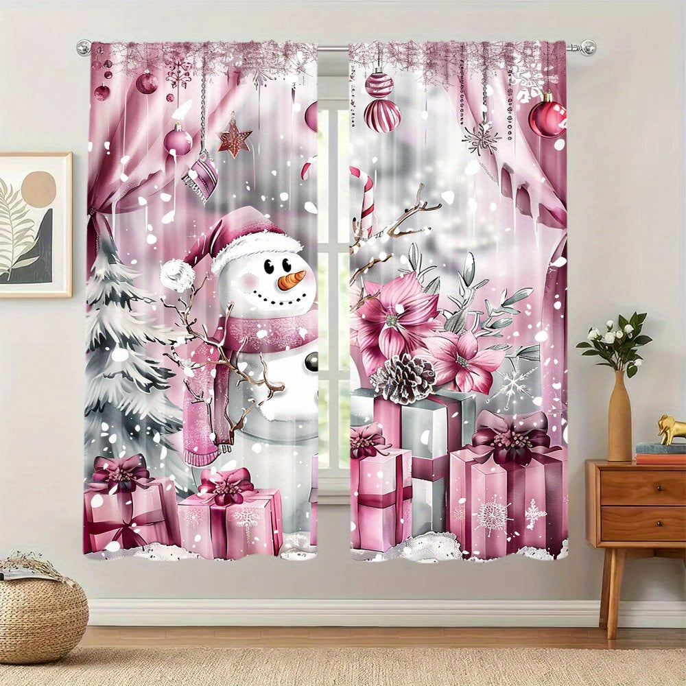 This listing includes a set of two red Christmas themed drapes with a rod pocket design. These digital print polyester window panels are perfect for decorating your living room, bedroom, study, or dining room. Suitable for the 14+ age group, these drapes