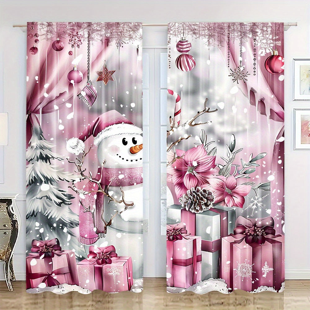 This listing includes a set of two red Christmas themed drapes with a rod pocket design. These digital print polyester window panels are perfect for decorating your living room, bedroom, study, or dining room. Suitable for the 14+ age group, these drapes