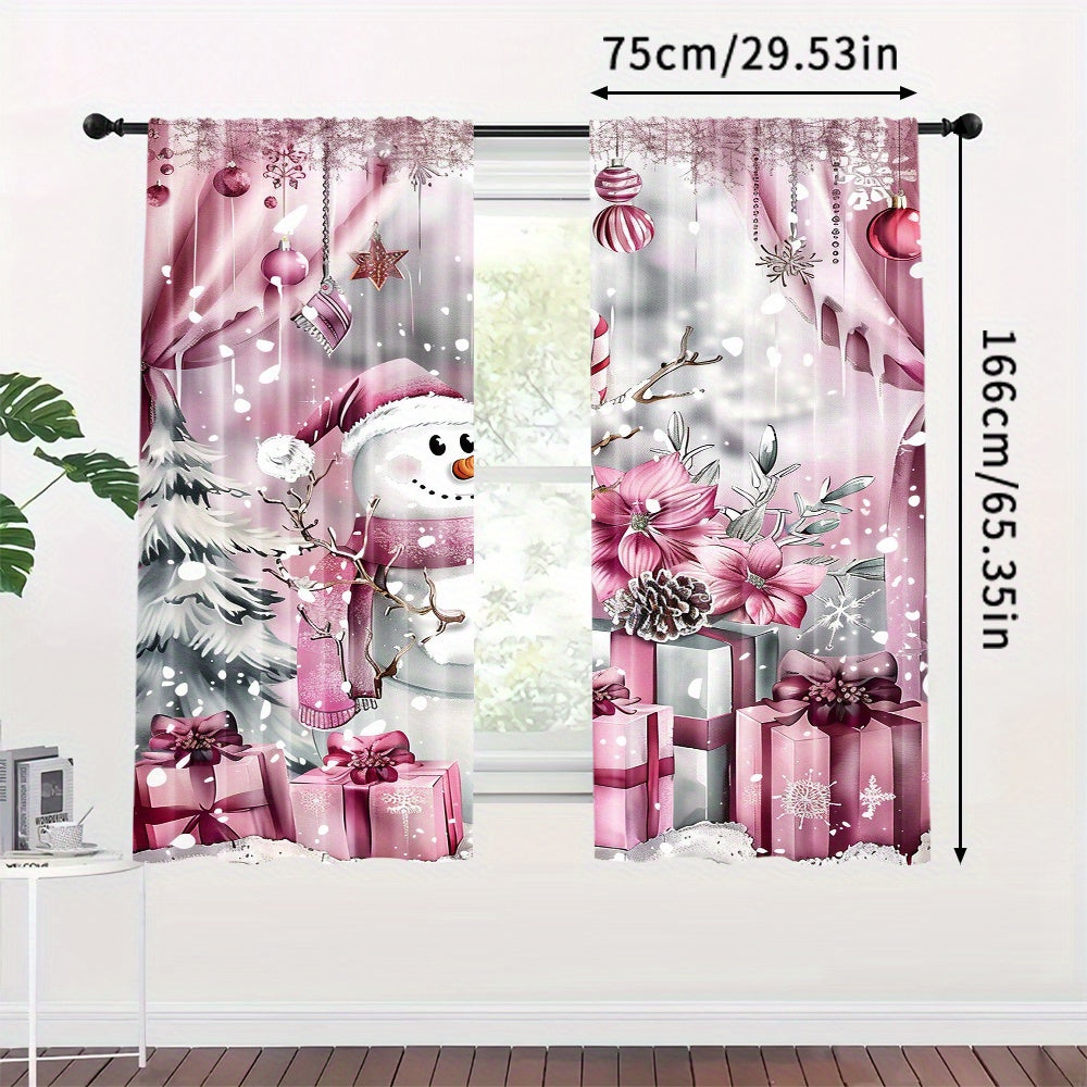 This listing includes a set of two red Christmas themed drapes with a rod pocket design. These digital print polyester window panels are perfect for decorating your living room, bedroom, study, or dining room. Suitable for the 14+ age group, these drapes