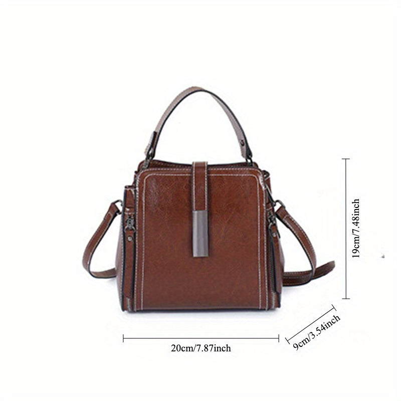 Stylish leather shoulder bag for women with removable strap, zipper closure, and edge paint detail. Available in black, coffee, and light brown.