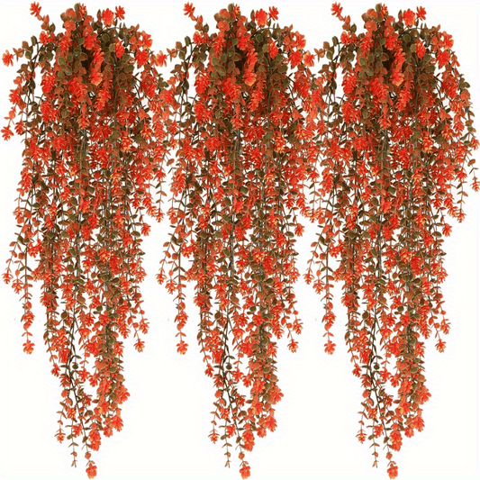 Artificial fall hanging plants and flowers for indoor and outdoor spaces, perfect for Thanksgiving, weddings, parties, and gardens.