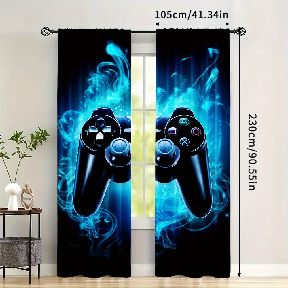 Transform your living space with these Gaming Controller Graphic Curtains. This 2-piece set features polyester room darkening drapes with a rod pocket design, perfect for bedrooms and living spaces. Ideal for gamers, teens, and adults, these curtains are