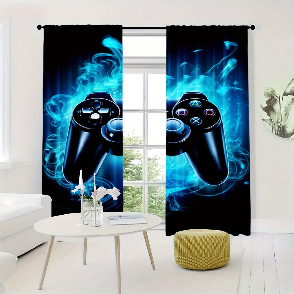 Transform your living space with these Gaming Controller Graphic Curtains. This 2-piece set features polyester room darkening drapes with a rod pocket design, perfect for bedrooms and living spaces. Ideal for gamers, teens, and adults, these curtains are