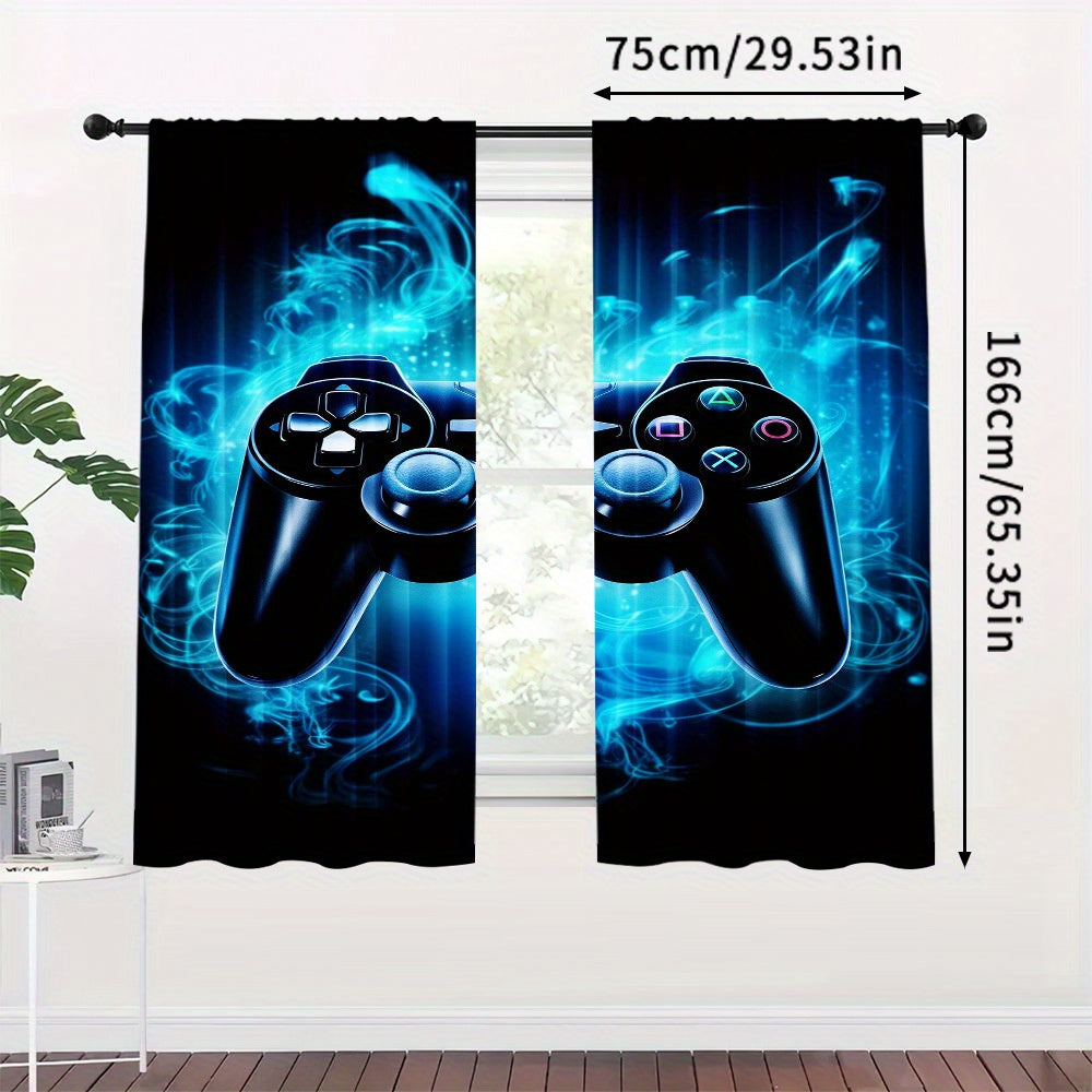 Transform your living space with these Gaming Controller Graphic Curtains. This 2-piece set features polyester room darkening drapes with a rod pocket design, perfect for bedrooms and living spaces. Ideal for gamers, teens, and adults, these curtains are