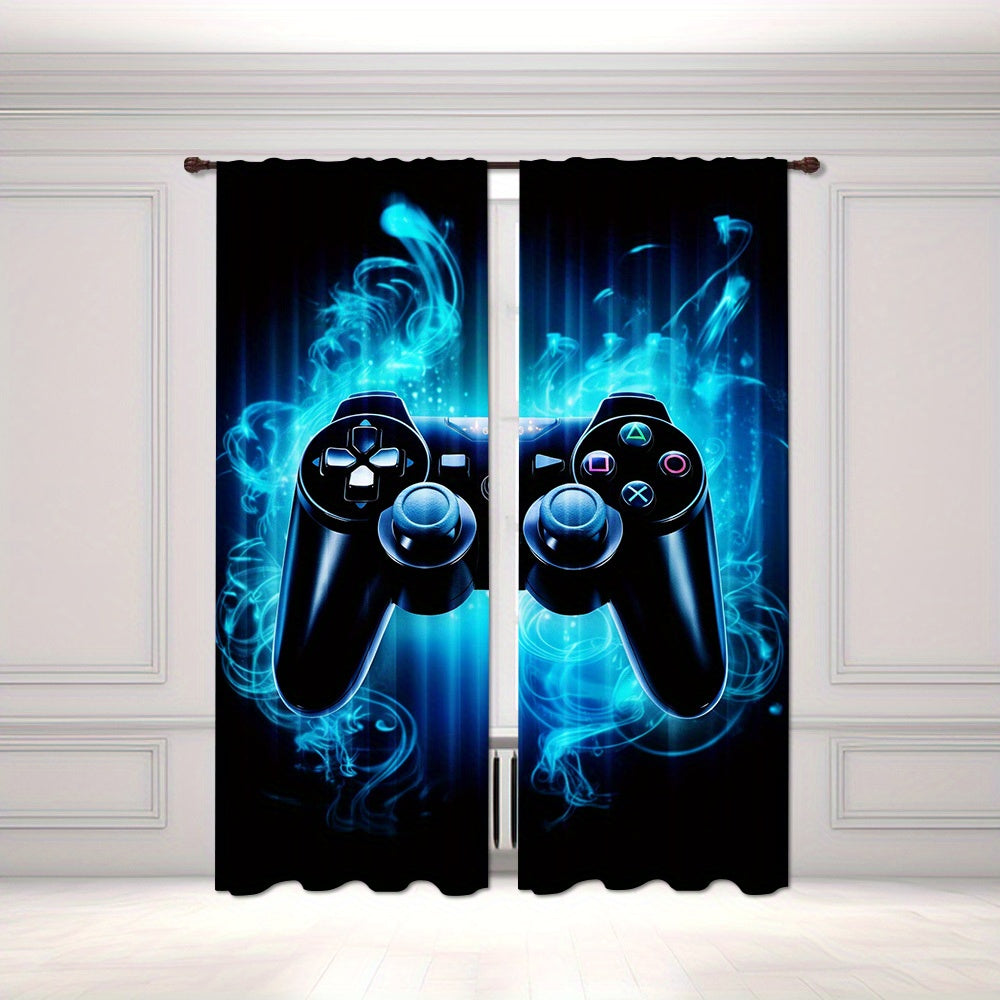 Transform your living space with these Gaming Controller Graphic Curtains. This 2-piece set features polyester room darkening drapes with a rod pocket design, perfect for bedrooms and living spaces. Ideal for gamers, teens, and adults, these curtains are