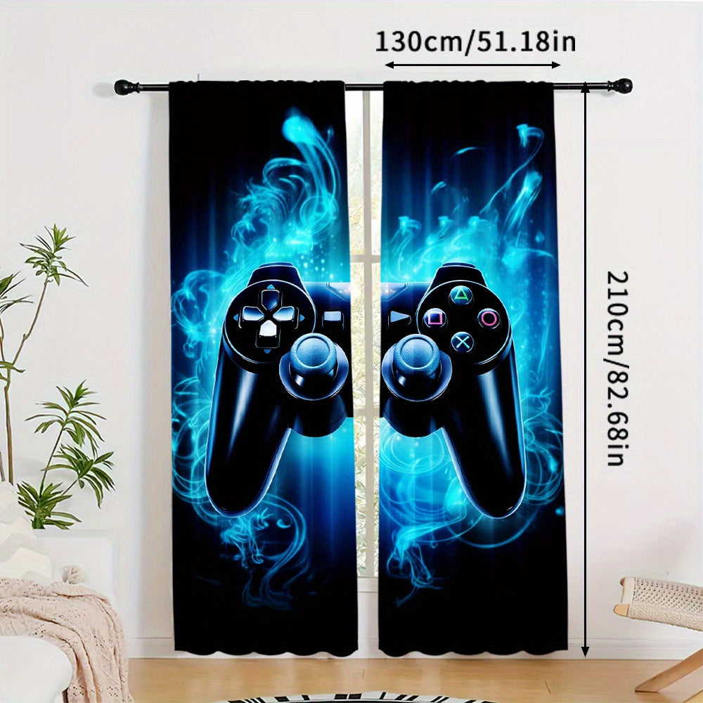 Transform your living space with these Gaming Controller Graphic Curtains. This 2-piece set features polyester room darkening drapes with a rod pocket design, perfect for bedrooms and living spaces. Ideal for gamers, teens, and adults, these curtains are