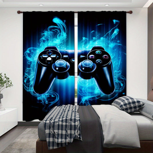 Transform your living space with these Gaming Controller Graphic Curtains. This 2-piece set features polyester room darkening drapes with a rod pocket design, perfect for bedrooms and living spaces. Ideal for gamers, teens, and adults, these curtains are