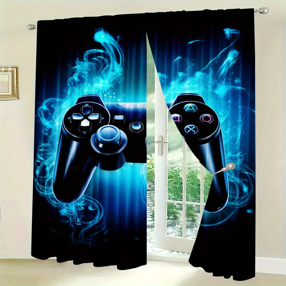 Transform your living space with these Gaming Controller Graphic Curtains. This 2-piece set features polyester room darkening drapes with a rod pocket design, perfect for bedrooms and living spaces. Ideal for gamers, teens, and adults, these curtains are