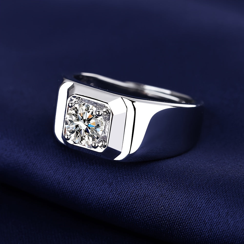 Stylish and Elegant Sterling Silver Ring Featuring a Stunning 1 Carat Moissanite Setting