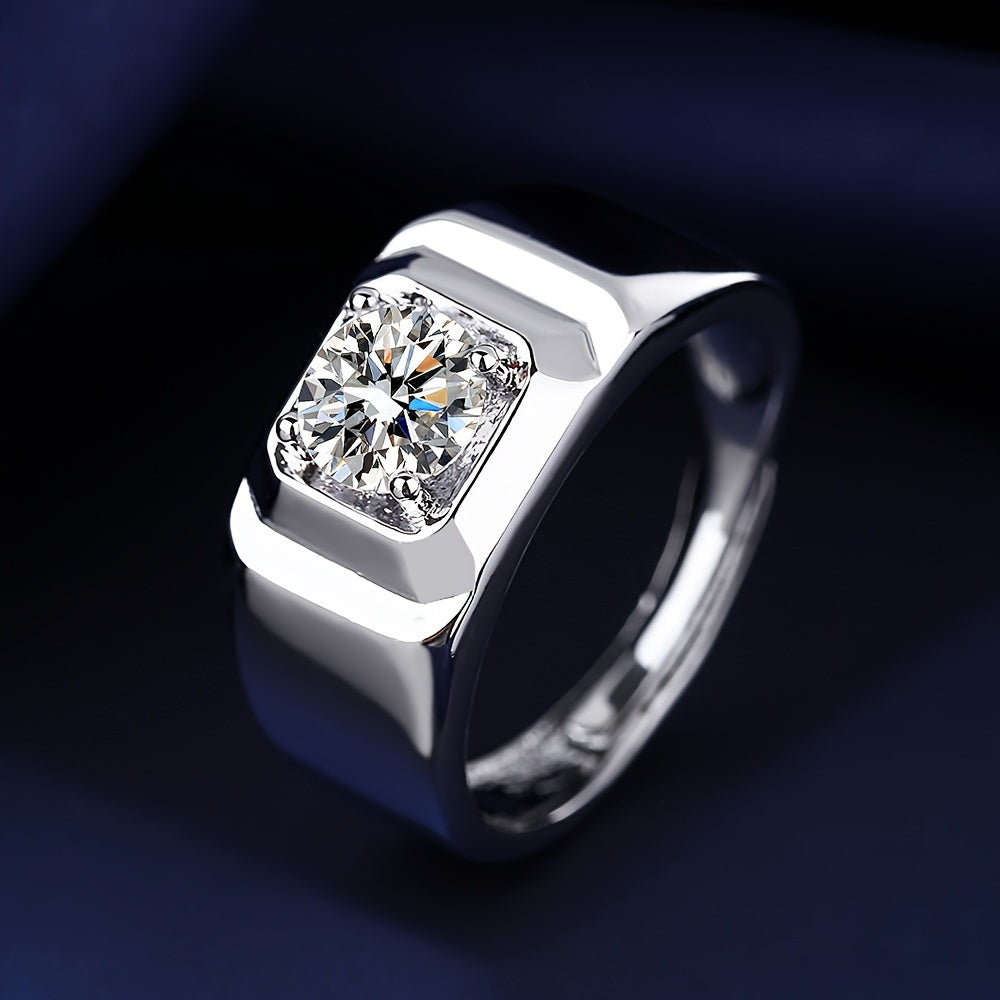 Stylish and Elegant Sterling Silver Ring Featuring a Stunning 1 Carat Moissanite Setting