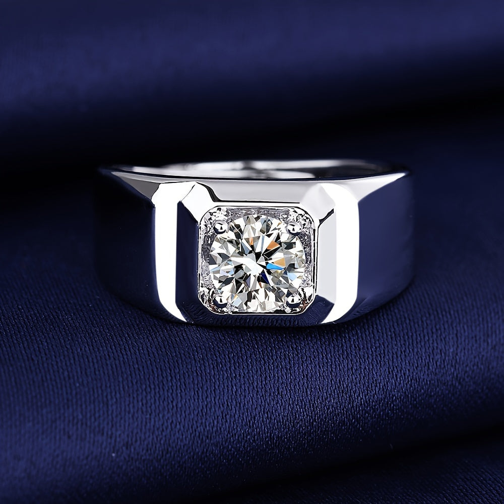 Stylish and Elegant Sterling Silver Ring Featuring a Stunning 1 Carat Moissanite Setting