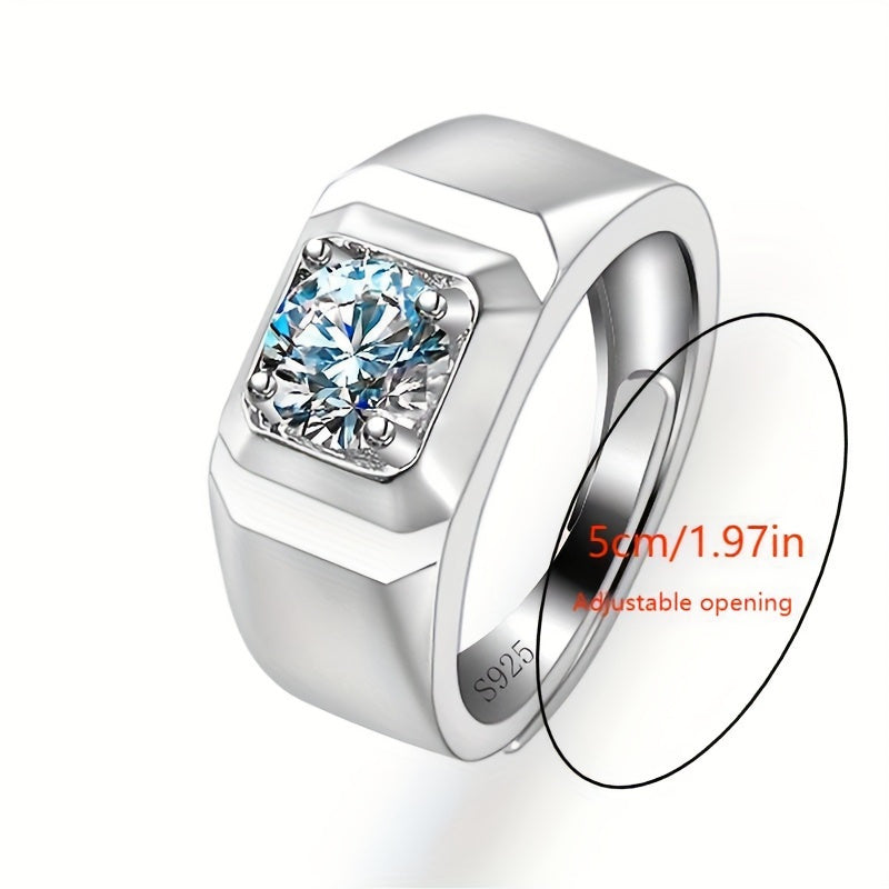 Stylish and Elegant Sterling Silver Ring Featuring a Stunning 1 Carat Moissanite Setting