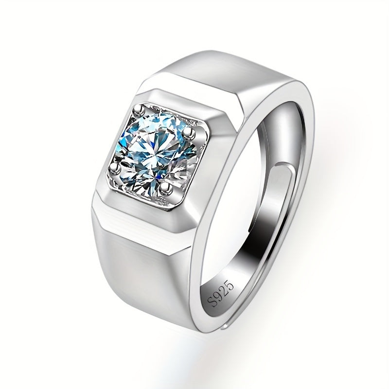 Stylish and Elegant Sterling Silver Ring Featuring a Stunning 1 Carat Moissanite Setting