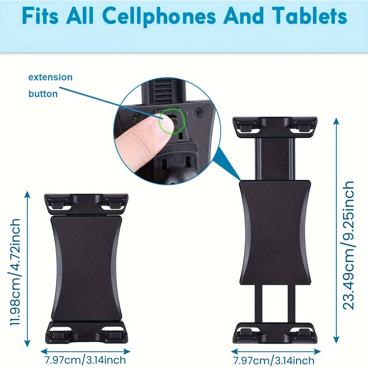 Rotating tablet holder for bed, compatible with various devices, adjustable size.