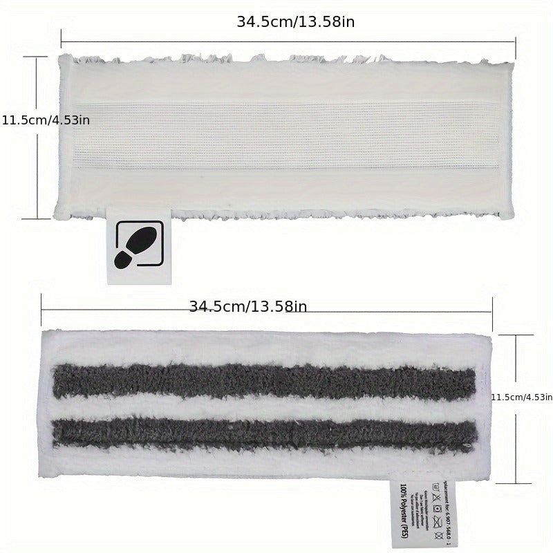 Two pieces of mop heads made of cloth, designed as accessories for Karcher Easyfix SC2 SC3 SC4 SC5 steam cleaner. These are microfibre cleaner mop pads, also known as mop rags, available as spare parts.