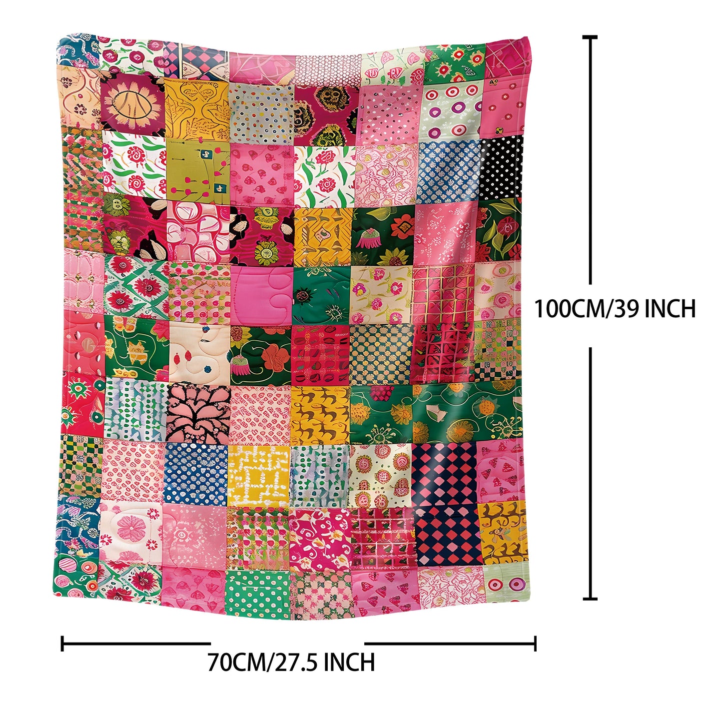 Soft, warm, and versatile, this cozy colorful patchwork flannel throw blanket is perfect for use on your bed, sofa, office, or during camping trips.