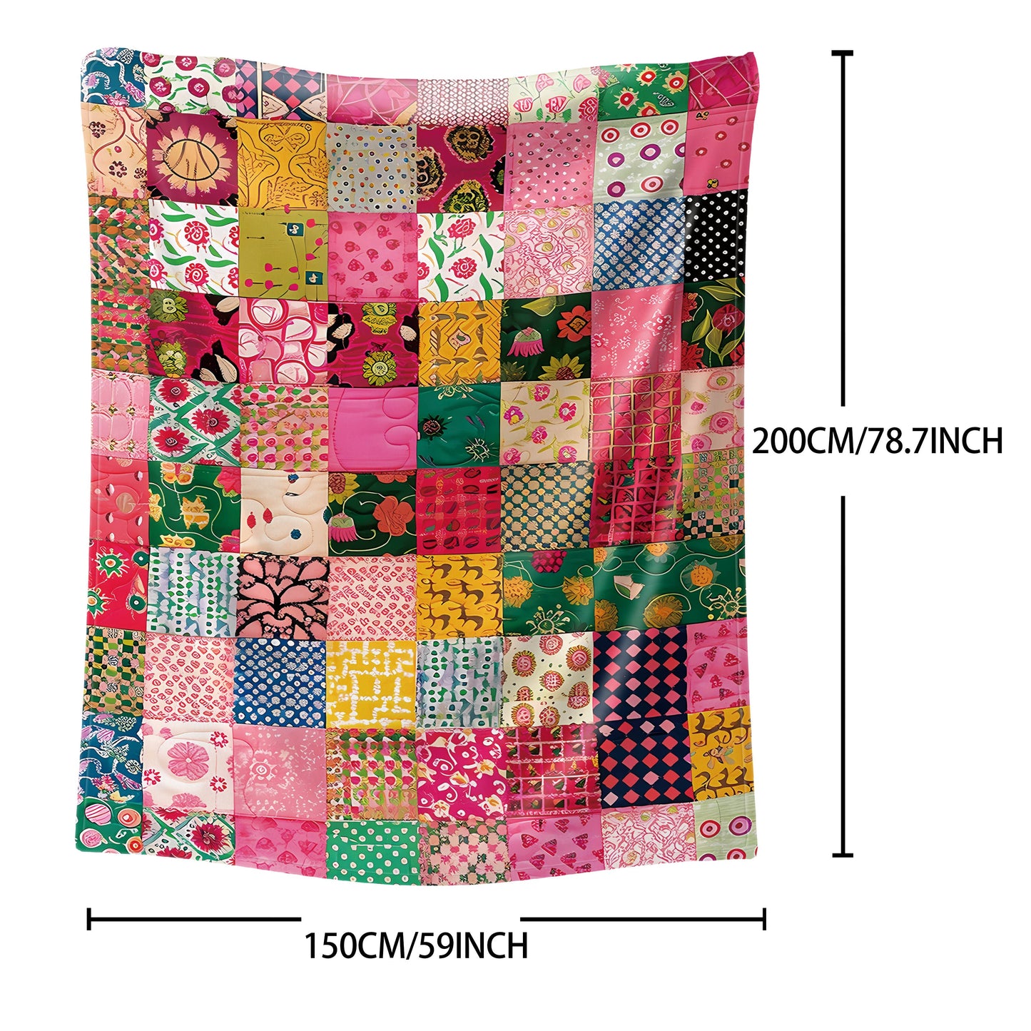 Soft, warm, and versatile, this cozy colorful patchwork flannel throw blanket is perfect for use on your bed, sofa, office, or during camping trips.