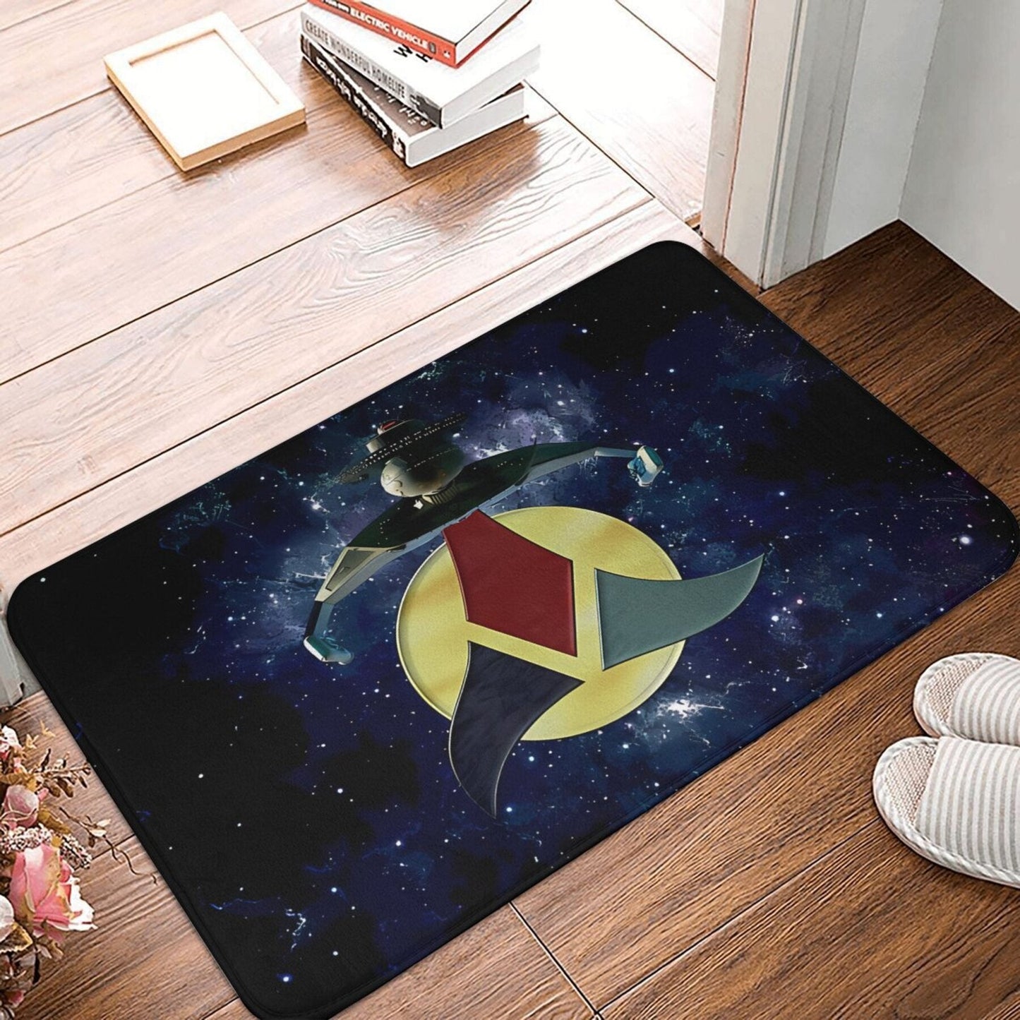 Rectangular Polyester Welcome Mat for Home & Kitchen, Machine Washable Klingon Heart of Virtue Non-Slip Doormat, Lightweight Decor