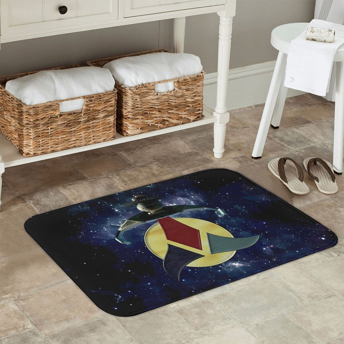 Rectangular Polyester Welcome Mat for Home & Kitchen, Machine Washable Klingon Heart of Virtue Non-Slip Doormat, Lightweight Decor