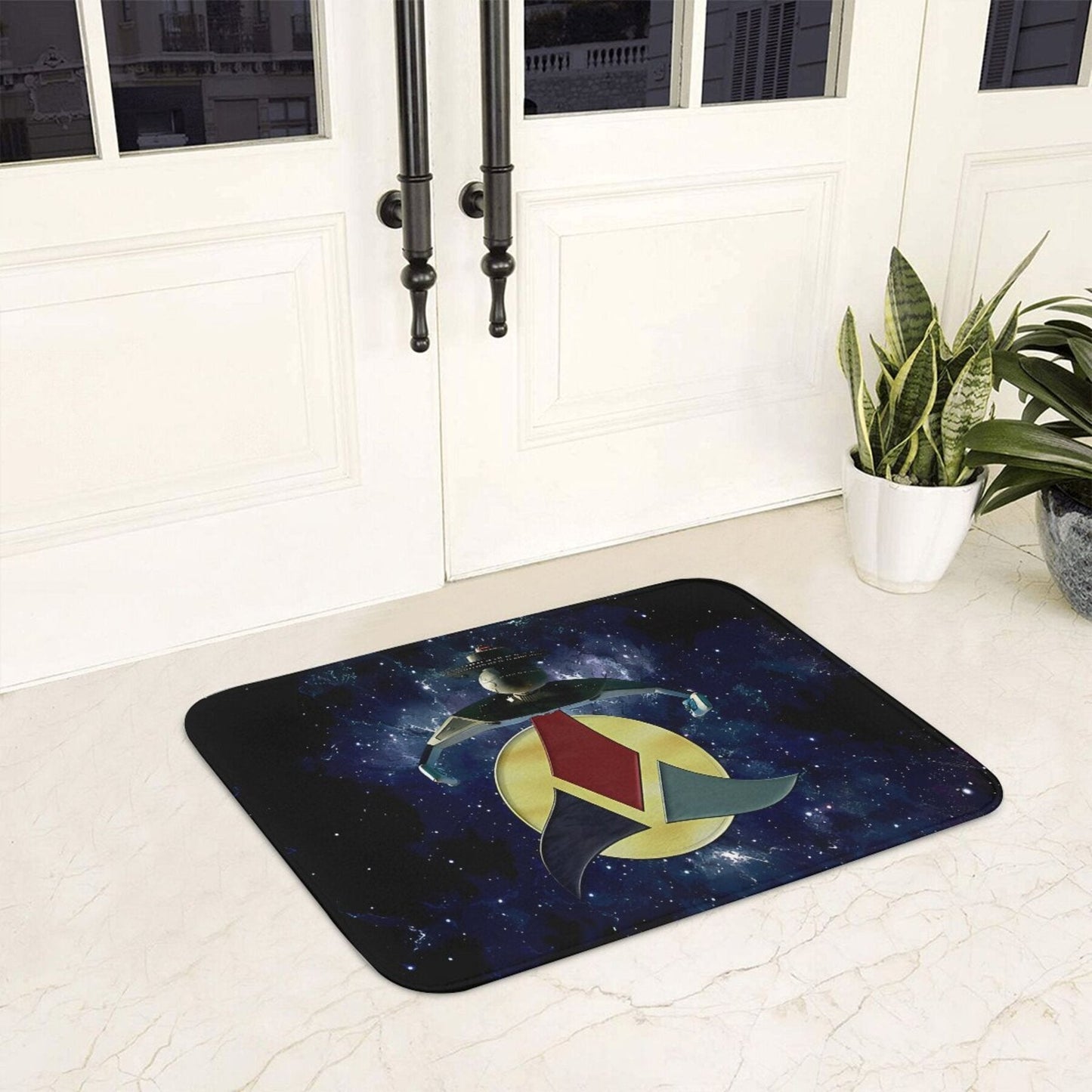 Rectangular Polyester Welcome Mat for Home & Kitchen, Machine Washable Klingon Heart of Virtue Non-Slip Doormat, Lightweight Decor