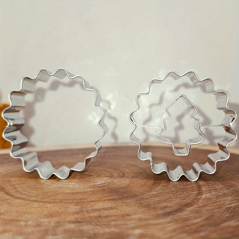 Pair of 2 Stainless Steel Linzer Cookie Cutters - Great for Making a Variety of Holiday Shapes for Christmas, Easter, Hanukkah, Ramadan, and Valentine's Day - Durable Molds for Cookies and Pastries. Perfect for Creating Festive Biscuit Molds for