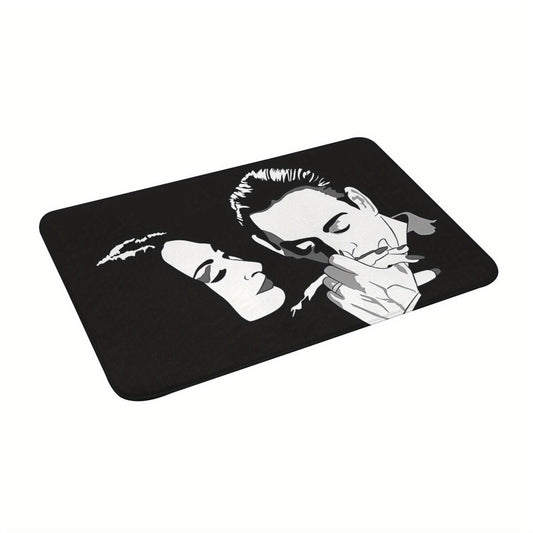 Gomez & Morticia Welcome Mat: Non-Slip, Easy-to-Clean Polyester Doormat for Stylish Home Decor