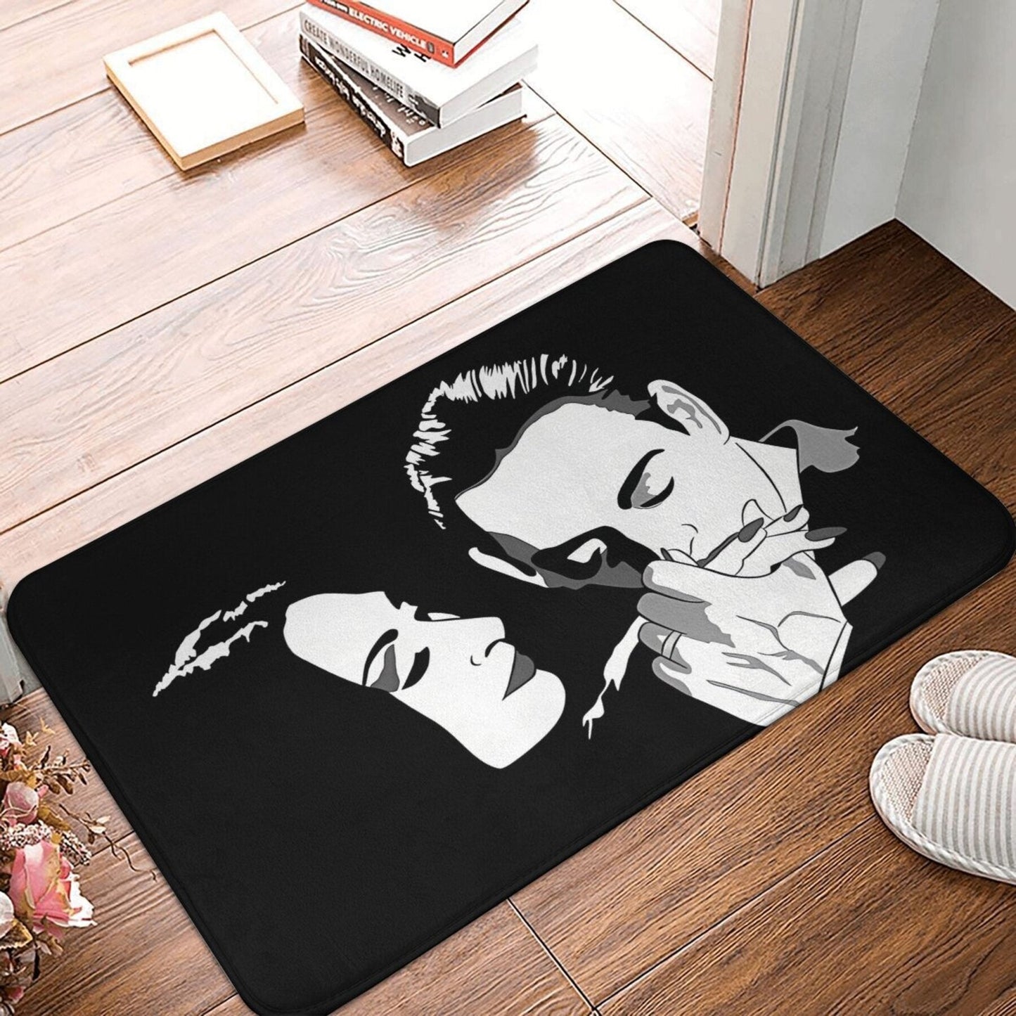 Gomez & Morticia Welcome Mat: Non-Slip, Easy-to-Clean Polyester Doormat for Stylish Home Decor