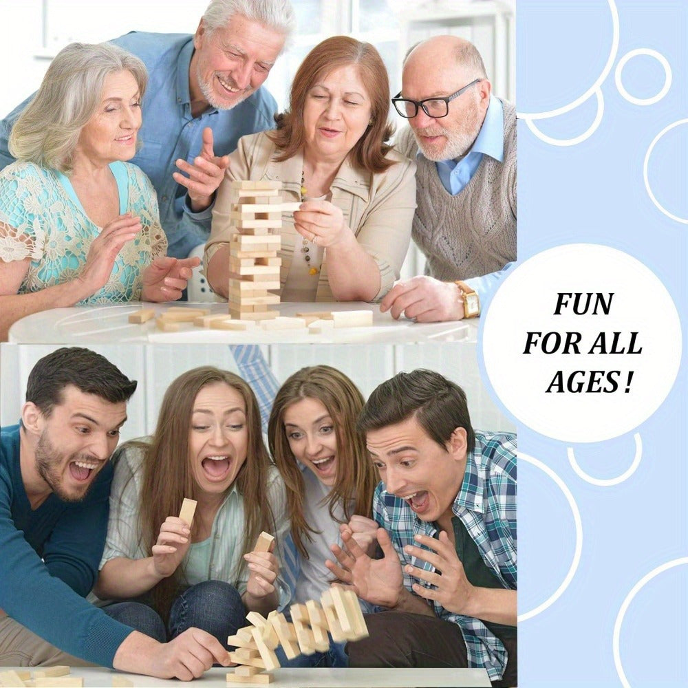 48-piece family fun wooden stacking blocks game